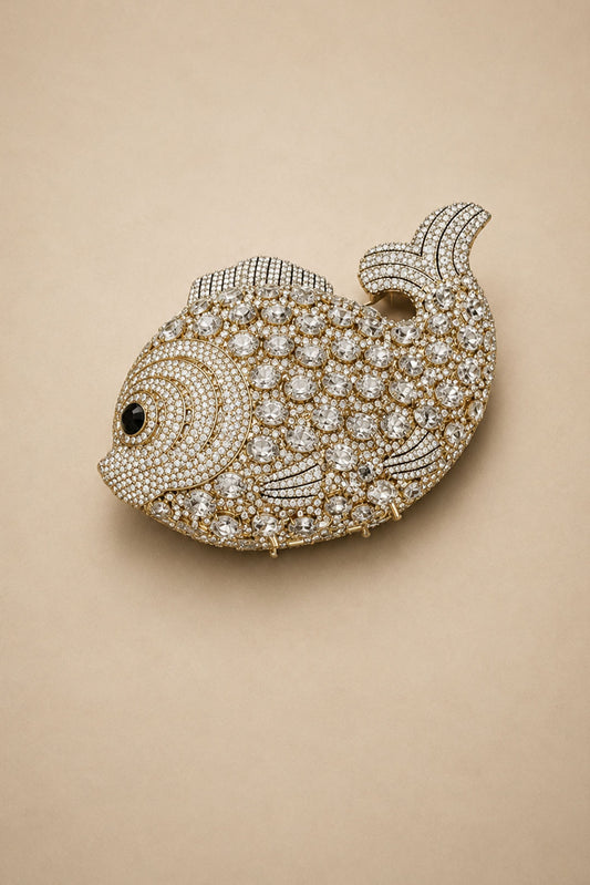 Fish Crystal Clutch Purse Formal Evening Bags