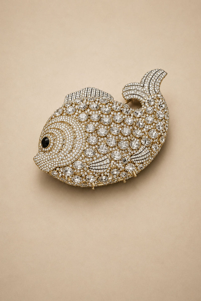 Fish Crystal Clutch Purse Formal Evening Bags