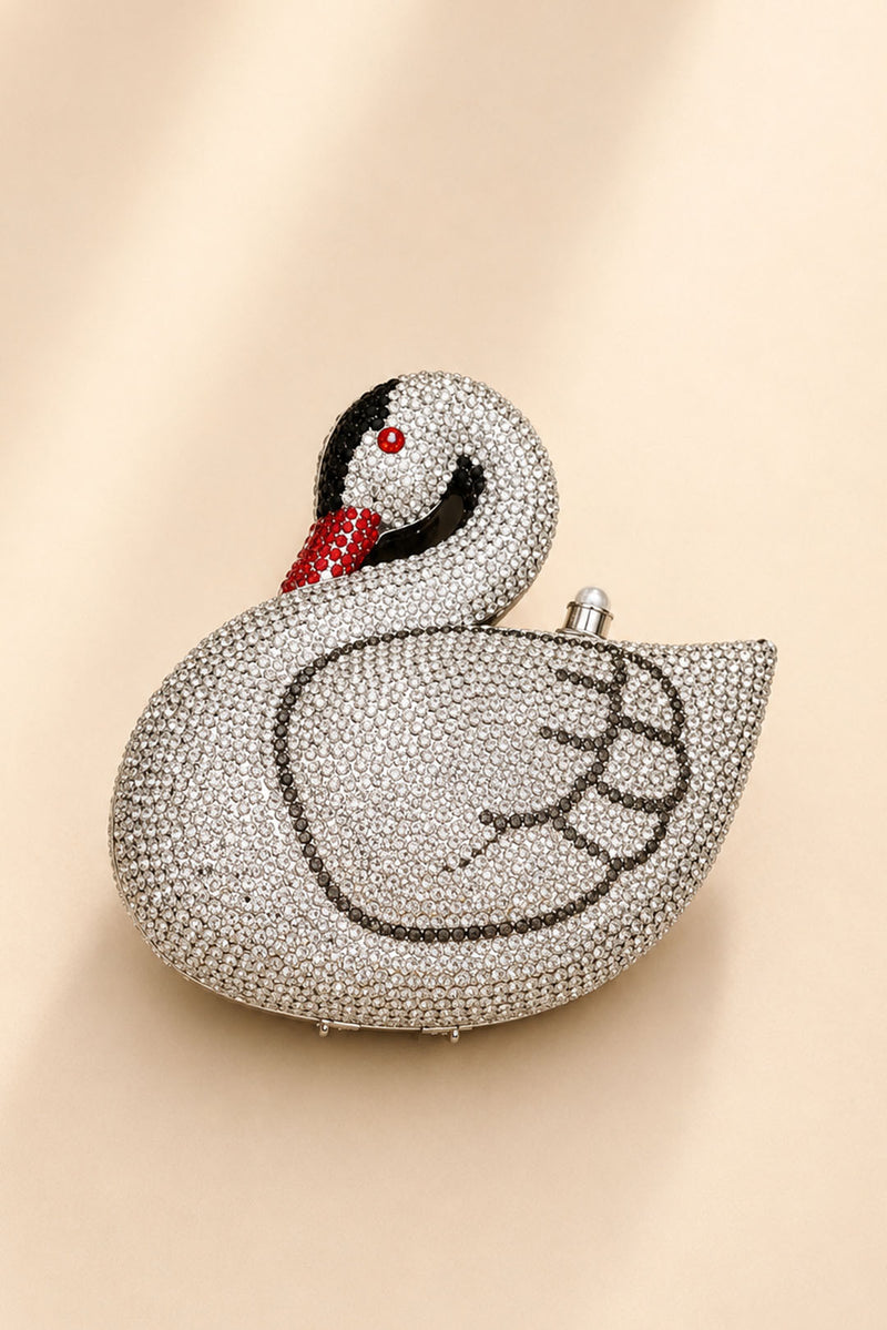 Luxury Silver Swan Clutch